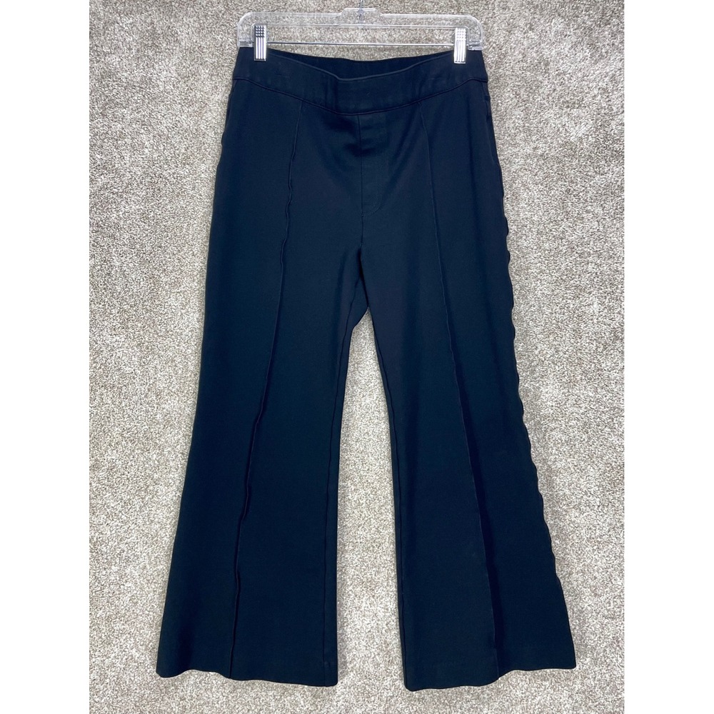 Spanx The Perfect Pant Flare Women Large Petite Black High Rise Seam Front
